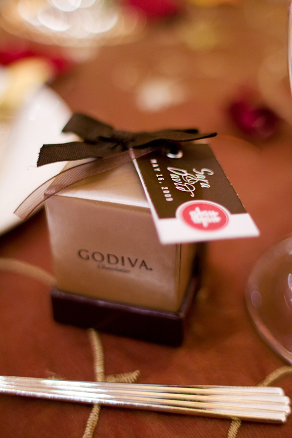 Godiva chocolate wedding favor - photo by Melissa Jill Photography